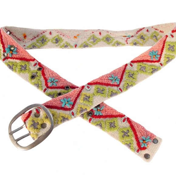 JENNY KRAUSS $69 Embroidered Wool Belt Women's S - Made in PERU - Picture 6 of 6